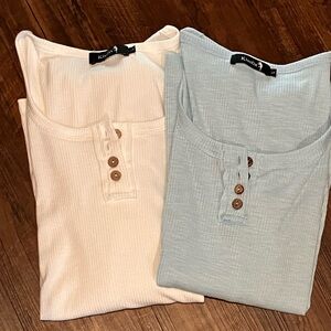 Women’s Ribbed Henley Shirt Set Large